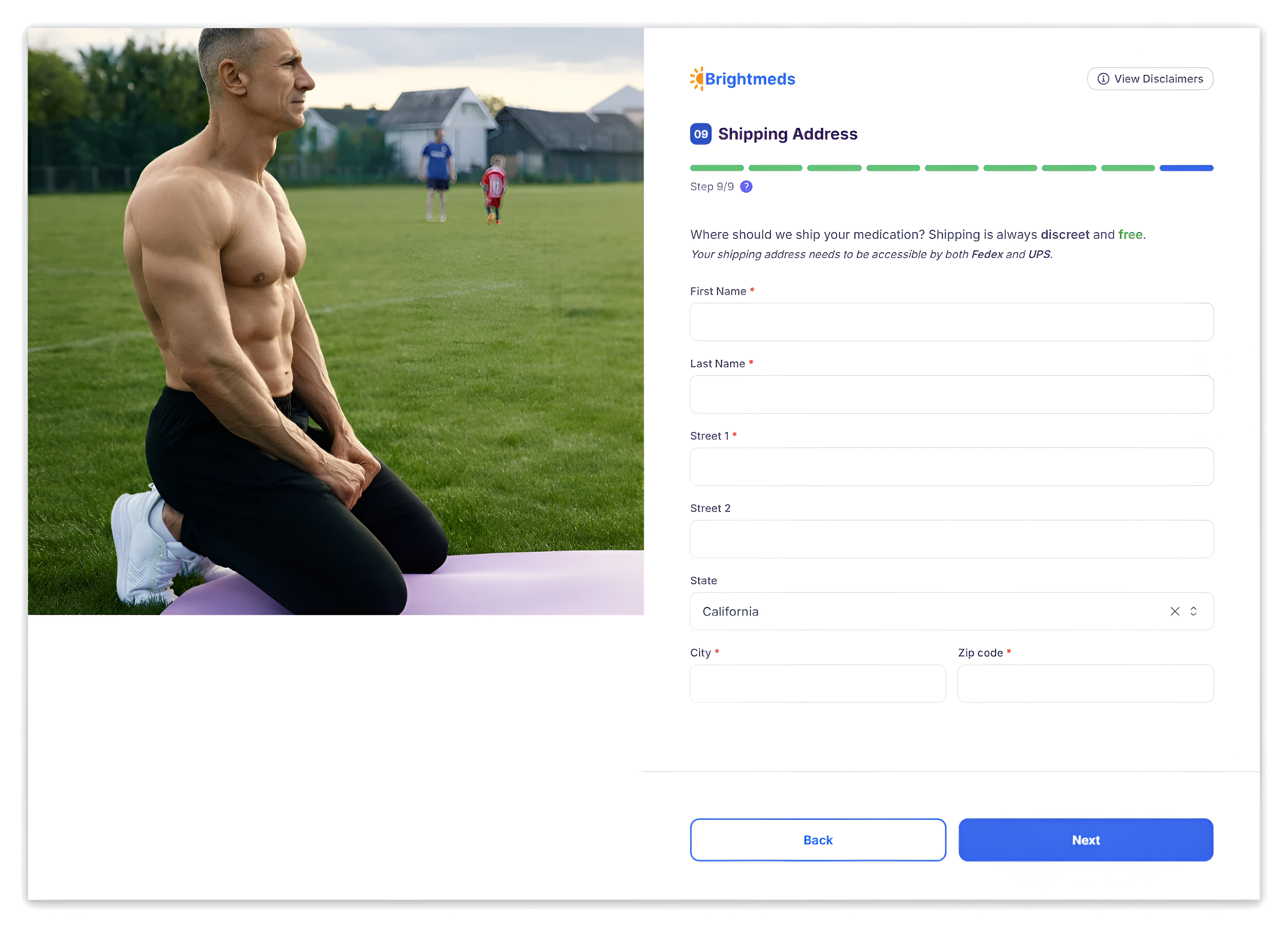 Brightmeds checkout page